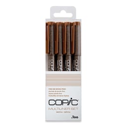 Copic Multiliner Pen - Sepia, Fine Nibs, Set of 4