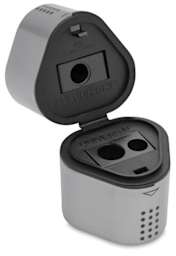 Faber-Castell Grip Trio Sharpener - Silver color shown open