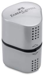 Faber-Castell Grip Trio Sharpener - Silver color shown closed
