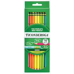Dixon Ticonderoga Neon Pencils - Pkg of 10, Neon, Pre-Sharpened