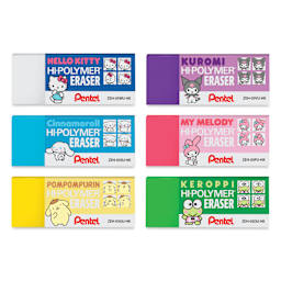 Pentel Hi-Polymer Erasers - Hello Kitty, Pkg of 6, out of packaging