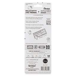 Pentel Hi-Polymer Erasers - Hello Kitty, Pkg of 6, back of packaging
