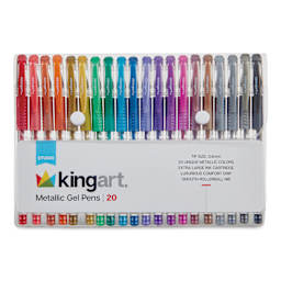 Kingart Studio Gel Pens - Set of 20, Metallic Colors, front of the packaging