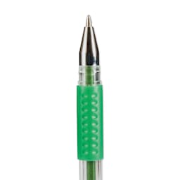 Kingart Studio Gel Pens - Set of 24, close-up of the rollerball nib of a single Earth Tone pen 