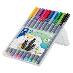 Staedtler Triplus Fineliner Pen - Set of 10, Assorted Colors, open packaging