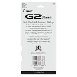 Pilot G2 Gel Pens - Pastel Colors, 0.7 mm, Fine, Set of 5 - back of packaging