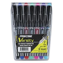 Pilot Precise Varsity Disposable Fountain Pens - Assorted, Set of 7, front of the packaging