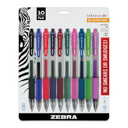 Zebra Sarasa Dry X20 Gel Retractable Pen - Front of Set of 10 package