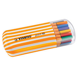 Stabilo Point 88 Fineliner Pens - Set of 20, Zebrui Case, Assorted Colors
