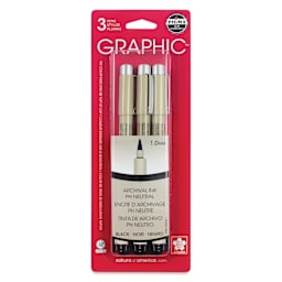 Sakura Pigma Graphic Pens - Set of 3, 1 mm, packaging