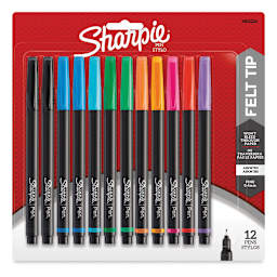 Sharpie Felt Tip Pens - Assorted Colors, Set of 12, front of the packaging