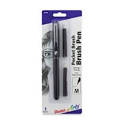 Pentel Pocket Brush Pen - Pen and 2 Refills, Gray, In package