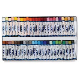 Holbein Academic Oil Pastel Sets - Set of 48 shown open in tray