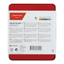 Caran d'Ache Neocolor I Wax Pastels - Metallics, Set of 10 (back of package)