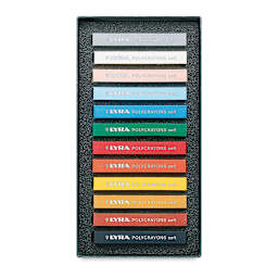 Lyra Polycrayons Soft Pastels - Assorted Colors, Set of 12, pastels shown inside packaging