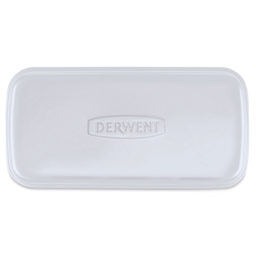 Derwent Pencil Tin - 180 mm x 90 mm x 30 mm, front of tin