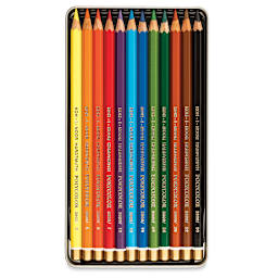 Koh-I-Noor Polycolor Dry Color Drawing Pencils, Set of 12. Inside of package.
