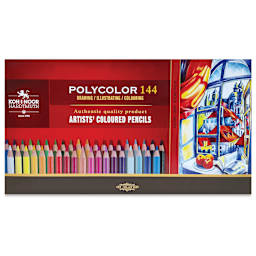 Koh-I-Noor Polycolor Dry Color Drawing Pencils - Assorted Colors, Tin, Set of 144, front of package