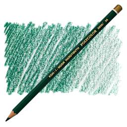 Koh-I-Noor Polycolor Dry Color Drawing Pencil - Dark Green 26, swatch and pencil