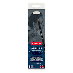 Derwent Artists Pencil Set - Black and White Colors, Set of 6 (front of package)