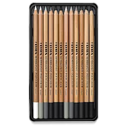 Oil-Based Colored Pencils, Set of 12 Grays, Open package view