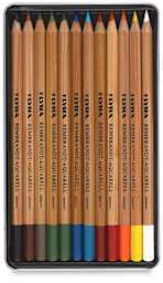Lyra Rembrandt Aquarell Pencil Sets - Set of 12 Colors shown in open storage tin