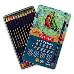 Derwent Inktense Pencils - Assorted Colors, Tin Box, Set of 12