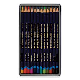 Derwent Inktense Pencils - Assorted Colors, Tin Box, Set of 12, open