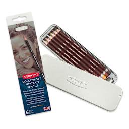 Derwent Coloursoft Pencil - Set of 6, Tin Box, Portrait