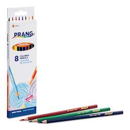 Prang Colored Pencils - Assorted Colors, Set of 8, packaging with three pencils
