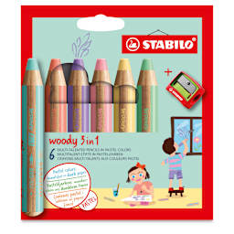 Stabilo Woody 3 in 1 Pencils - Set of 6, Pastel