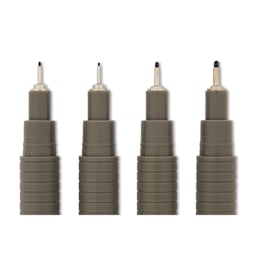 Artline Drawing Pens - Wallet Set of 4, Grey, close up
