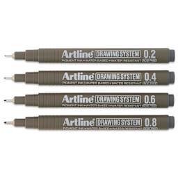 Artline Drawing Pens - Wallet Set of 4, Grey, contents