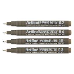 Artline Drawing Pens - Wallet Set of 4, Pale Brown, contents