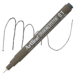 Artline Drawing Pen - Grey, 0.1 mm Tip pen with swatch