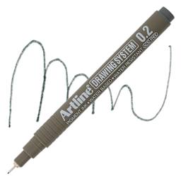 Artline Drawing Pen - Grey, 0.2 mm Tip pen with swatch