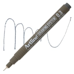 Artline Drawing Pen - Grey, 0.3 mm Tip pen with swatch