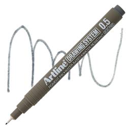 Artline Drawing Pen - Grey, 0.5 mm Tip pen with swatch