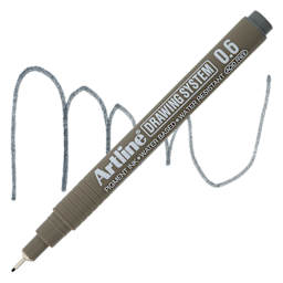 Artline Drawing Pen - Grey, 0.6 mm Tip pen with swatch