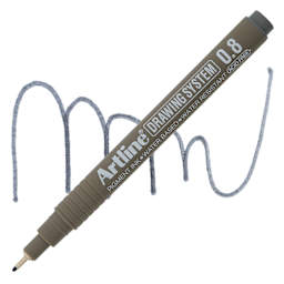 Artline Drawing Pen - Grey, 0.8 mm Tip pen with swatch