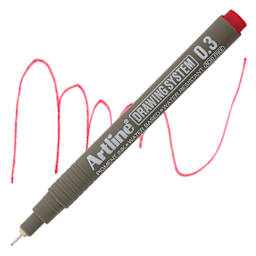 Artline Drawing Pen - Red, 0.3 mm Tip pen with swatch