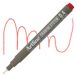 Artline Drawing Pen - Red, 0.4 mm Tip pen with swatch