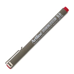 Artline Drawing Pen - Red, 0.6 mm Tip, capped
