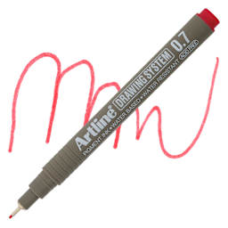 Artline Drawing Pen - Red, 0.7 mm Tip pen with swatch