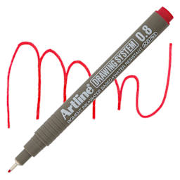 Artline Drawing Pen - Red, 0.8 mm Tip pen with swatch