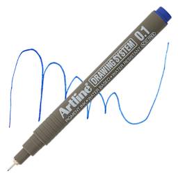 Artline Drawing Pen - Blue, 0.1 mm Tip pen with swatch