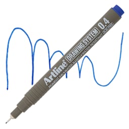 Artline Drawing Pen - Blue, 0.4 mm Tip pen with swatch