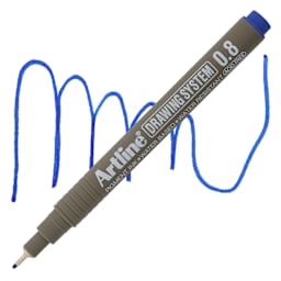 Artline Drawing Pen - Blue, 0.8 mm Tip pen with swatch
