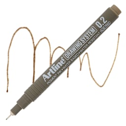 Artline Drawing Pen - Pale Brown, 0.2 mm Tip pen with swatch