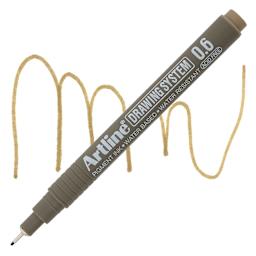 Artline Drawing Pen - Pale Brown, 0.6 mm Tip pen with swatch
